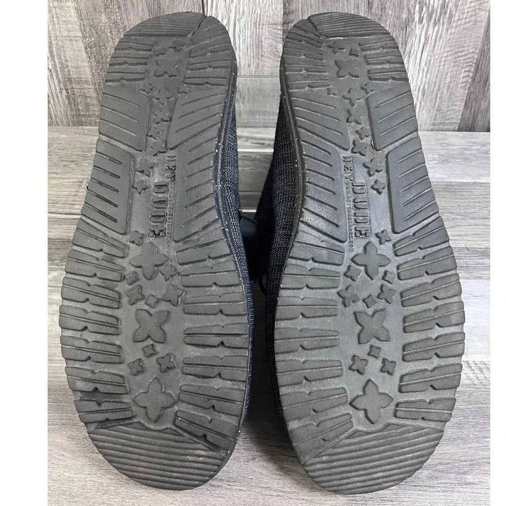 Hey Dude Wally Stretch Poly Midnight Bunker Mens 10 Black Grey Loafers 40024-0XK